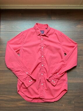 SUPERDRY  Men Pink Red Button Shirt Long Sleeves REGULAR FIT M